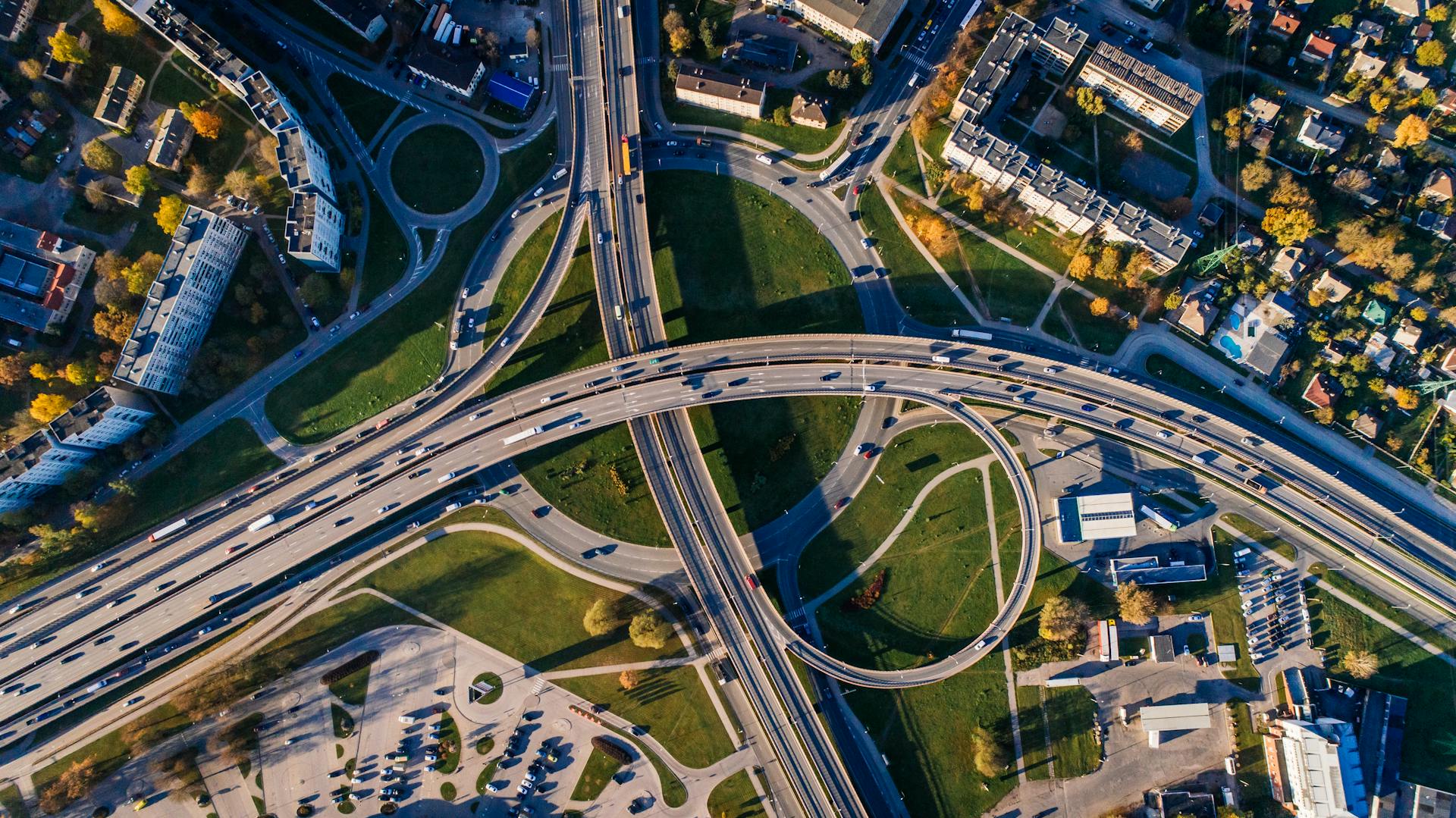 ""aerial view of highway