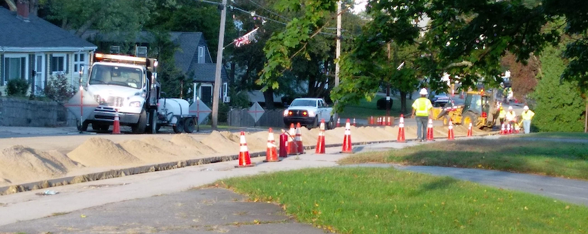 Workers replace gas lines after the merrimack gas explosion