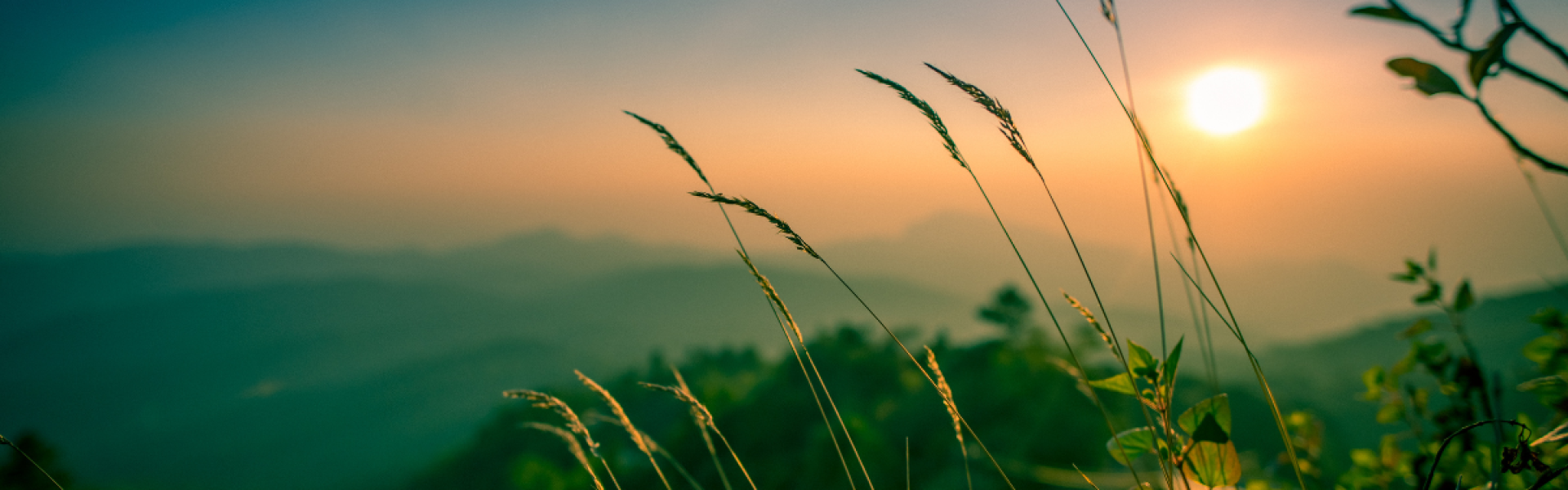 mountain landscape with sun