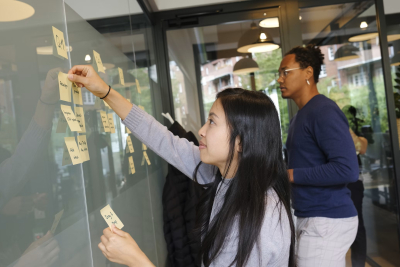 ""brainstorming with sticky notes